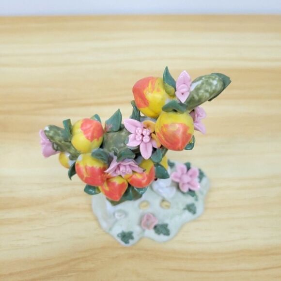 Vintage Porcelain Peach & Floral Tree with Geese Figurine Bone China - Picture 9 of 16